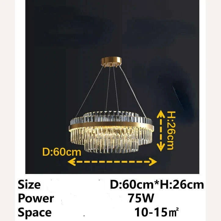 KIMLUD, Modern Nordic Crystal Chandeliers Home Decoration LED Pendant Lights for Living Room Bedroom Kitchen Dining Room Indoor Lamps, Circular 60cm B / White (no remote), KIMLUD APPAREL - Womens Clothes