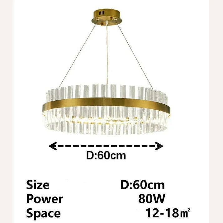 KIMLUD, Modern Nordic Crystal Chandeliers Home Decoration LED Pendant Lights for Living Room Bedroom Kitchen Dining Room Indoor Lamps, Circular 60cm A / White (no remote), KIMLUD APPAREL - Womens Clothes