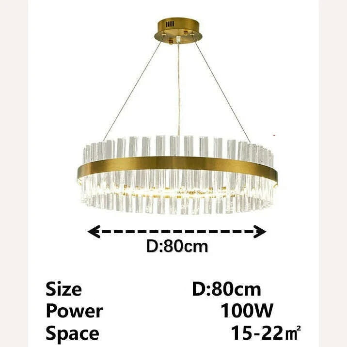 KIMLUD, Modern Nordic Crystal Chandeliers Home Decoration LED Pendant Lights for Living Room Bedroom Kitchen Dining Room Indoor Lamps, Circular 80cm A / White (no remote), KIMLUD APPAREL - Womens Clothes