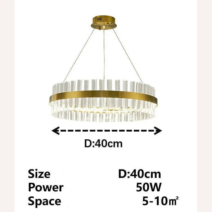 KIMLUD, Modern Nordic Crystal Chandeliers Home Decoration LED Pendant Lights for Living Room Bedroom Kitchen Dining Room Indoor Lamps, Circular 40cm A / White (no remote), KIMLUD APPAREL - Womens Clothes