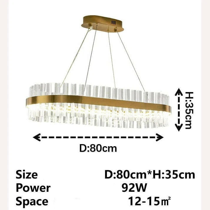 KIMLUD, Modern Nordic Crystal Chandeliers Home Decoration LED Pendant Lights for Living Room Bedroom Kitchen Dining Room Indoor Lamps, Elliptic 80cm A / White (no remote), KIMLUD APPAREL - Womens Clothes