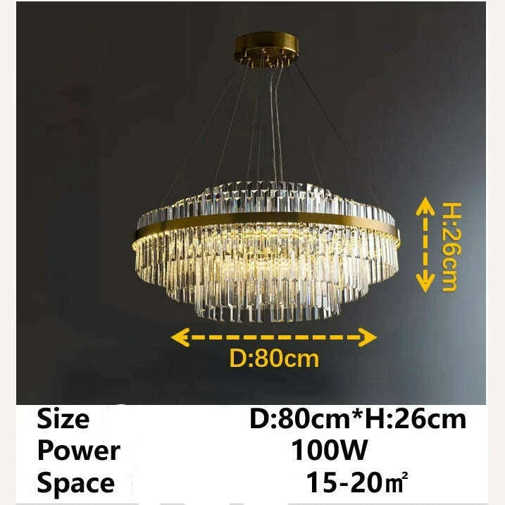 KIMLUD, Modern Nordic Crystal Chandeliers Home Decoration LED Pendant Lights for Living Room Bedroom Kitchen Dining Room Indoor Lamps, Circular 80cm B / White (no remote), KIMLUD APPAREL - Womens Clothes