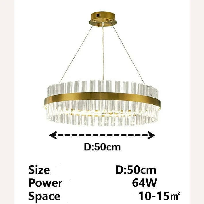 KIMLUD, Modern Nordic Crystal Chandeliers Home Decoration LED Pendant Lights for Living Room Bedroom Kitchen Dining Room Indoor Lamps, Circular 50cm A / White (no remote), KIMLUD APPAREL - Womens Clothes