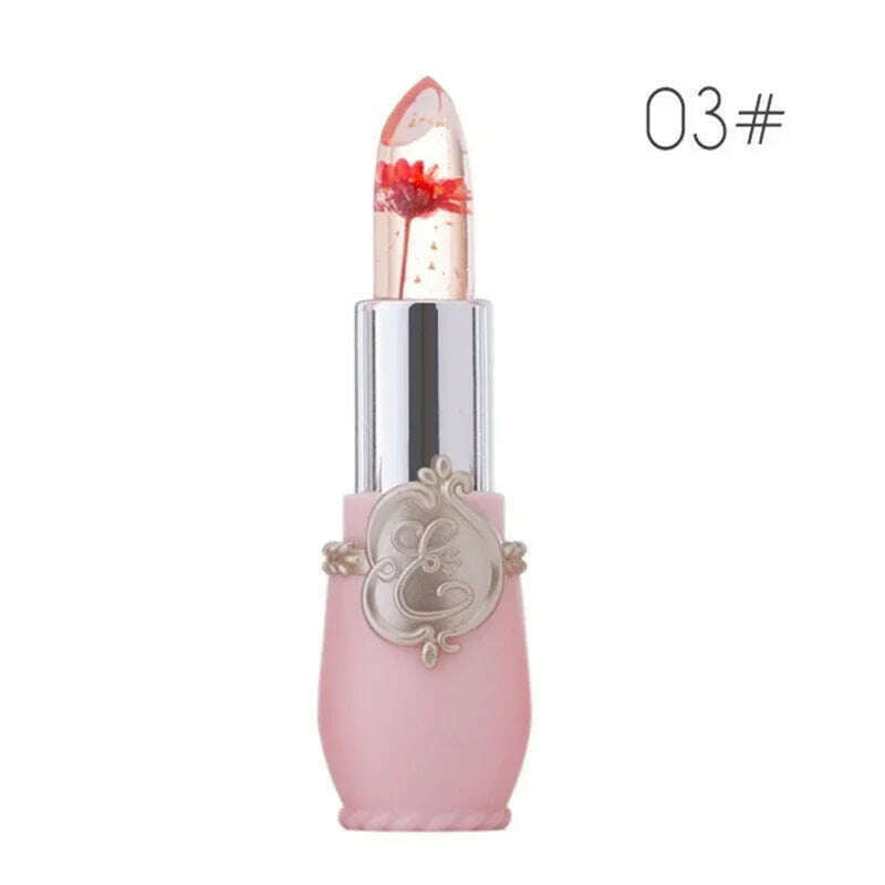 KIMLUD, Moisturizing Flower Lip Blam Jelly Transparent Long Lasting Temperature Changed Color Lipstick Pink Nourish Lips Care Cosmetics, 03, KIMLUD Womens Clothes