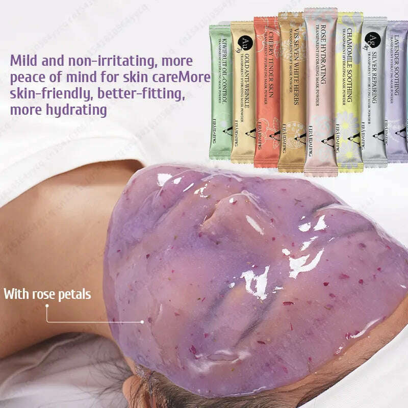 Moisturizing Salon SPA Soft Hydro Jelly Mask Powder Face Skin Care Whitening Rose Collagen Peel Off DIY Rubber Facial Jellymask - KIMLUD
