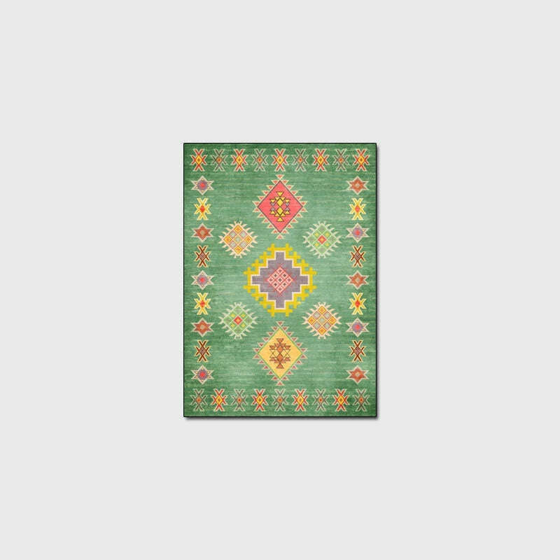 KIMLUD, Moroccan Ethnic Style Carpet and Rug Retro Yellow Green Geometric Home Decor Hallway Kitchen Bedroom Bedside Non-Slip Floor Mat, 50x80cm / Rug 1, KIMLUD Women's Clothes
