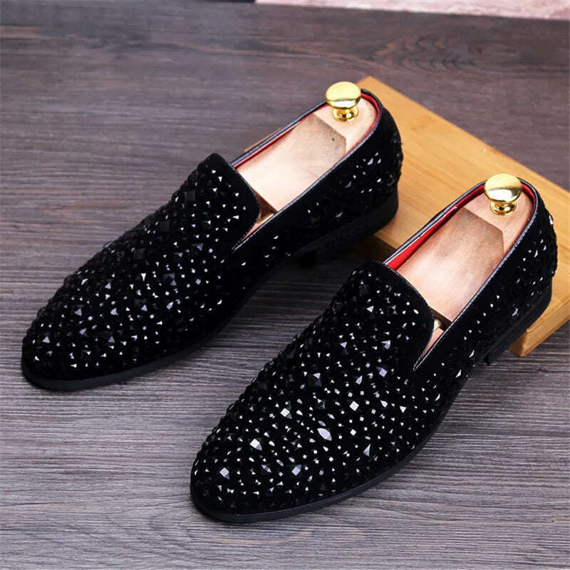 KIMLUD, Movechain Arrive Men's Genuine Leather Loafers Casual Shoes Fashion Mens Rhinestone Driving Shoes Man Flats Dress Wedding Shoes, KIMLUD Women's Clothes