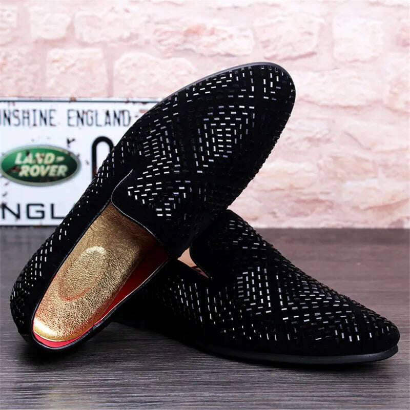 KIMLUD, Movechain Arrive Men's Genuine Leather Loafers Casual Shoes Fashion Mens Rhinestone Driving Shoes Man Flats Dress Wedding Shoes, KIMLUD Womens Clothes