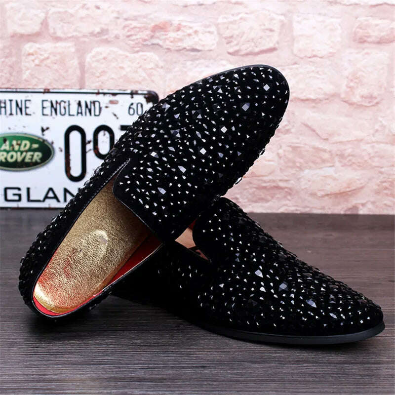 KIMLUD, Movechain Arrive Men's Genuine Leather Loafers Casual Shoes Fashion Mens Rhinestone Driving Shoes Man Flats Dress Wedding Shoes, KIMLUD Womens Clothes