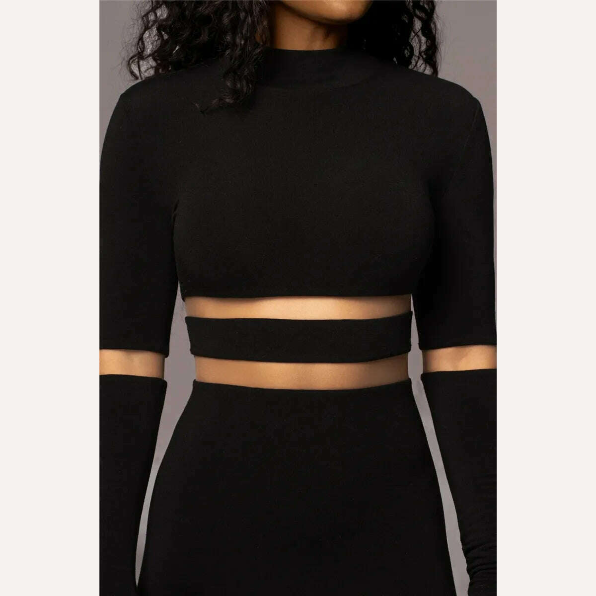 Mozision Patchwork Bodycon Sexy Midi Dress For Women 2023 Autumn Winter New Turtleneck Long Sleeve Club Party Sexy Dress Elegant - KIMLUD