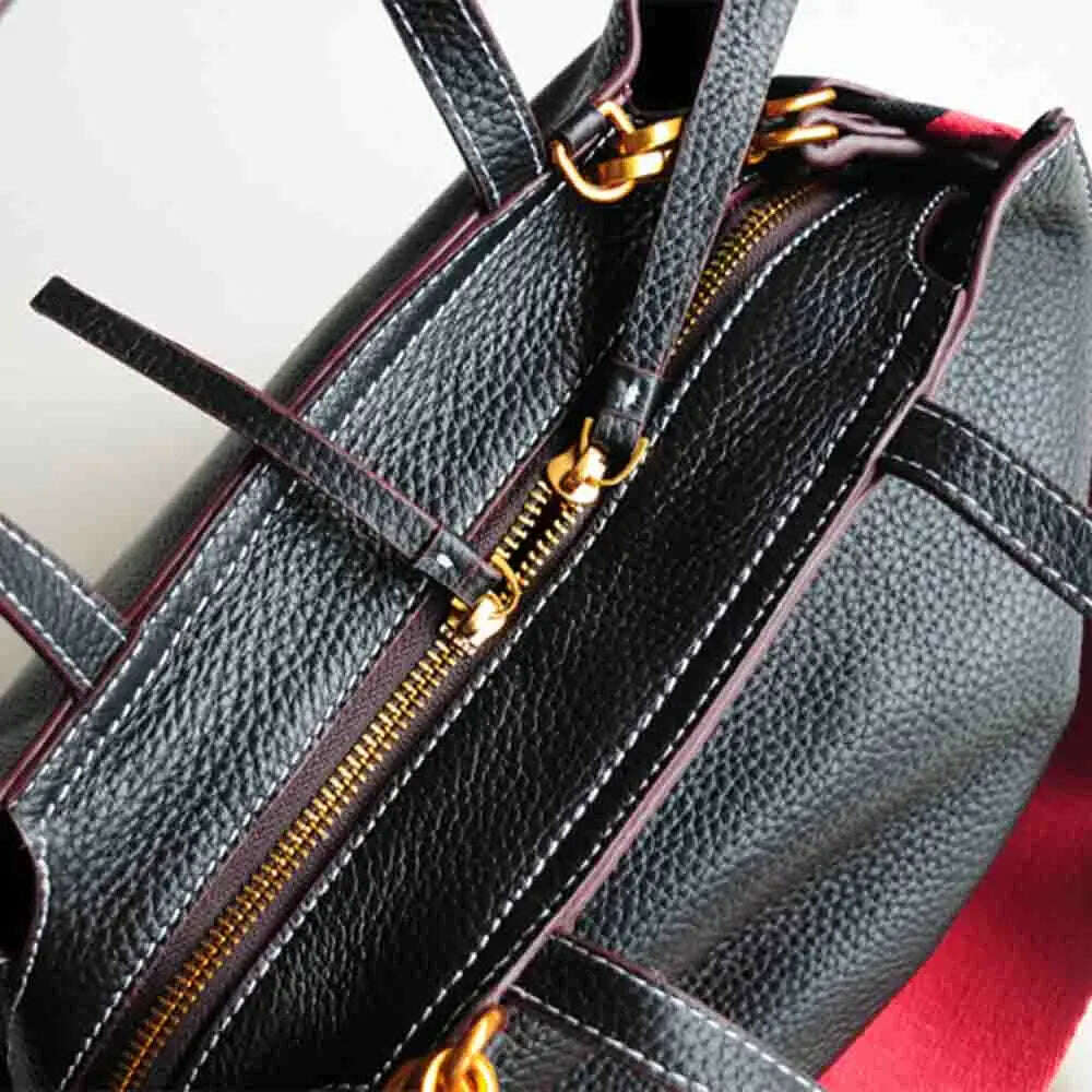 KIMLUD, MS Retro Soft Leather Handbag for Women Frist Layer Cowhide Shoulder Tote Luxury Crossbody Female Tote Black Office New In 2023, KIMLUD Women's Clothes