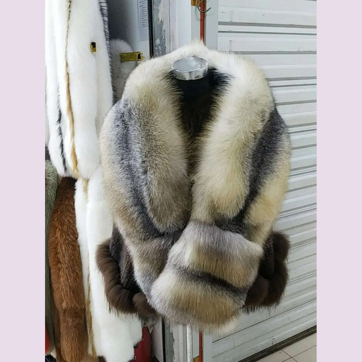 KIMLUD, MS.MinShu-Luxury Fox Fur Scarf, Big Skin Scarf, Natural Fox Fur Stole, Genuine Fox Fur Shawl, Pocket Fashion Evening Dress, KIMLUD Womens Clothes