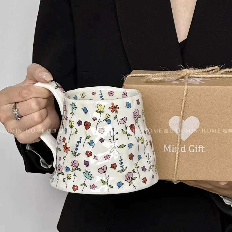 Mug wholesale practical water cup gift gift box New Year gift coffee cup ceramic high value, WHITE / 501-600ml, KIMLUD Women's Clothes