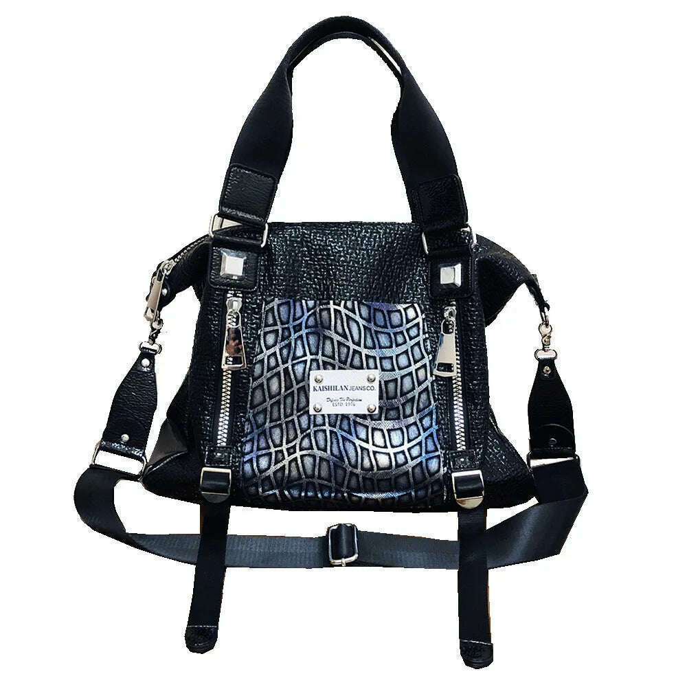 KIMLUD, Multi-pockets Women Handbag Fashion Genuine Leather Shoulder Crossbody Bag 2022 Female Oversized Luxury Brand Designer Tote Bags, Black / 43x11x34cm, KIMLUD Womens Clothes