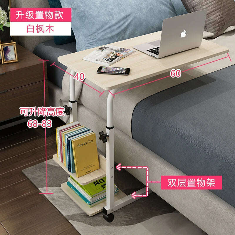 KIMLUD, Multifunction Lift Removable Bedside Table Home Laptop Table Bedroom Lazy Table Bed Writing Desk Minimalist Desk Table, 18, KIMLUD Womens Clothes