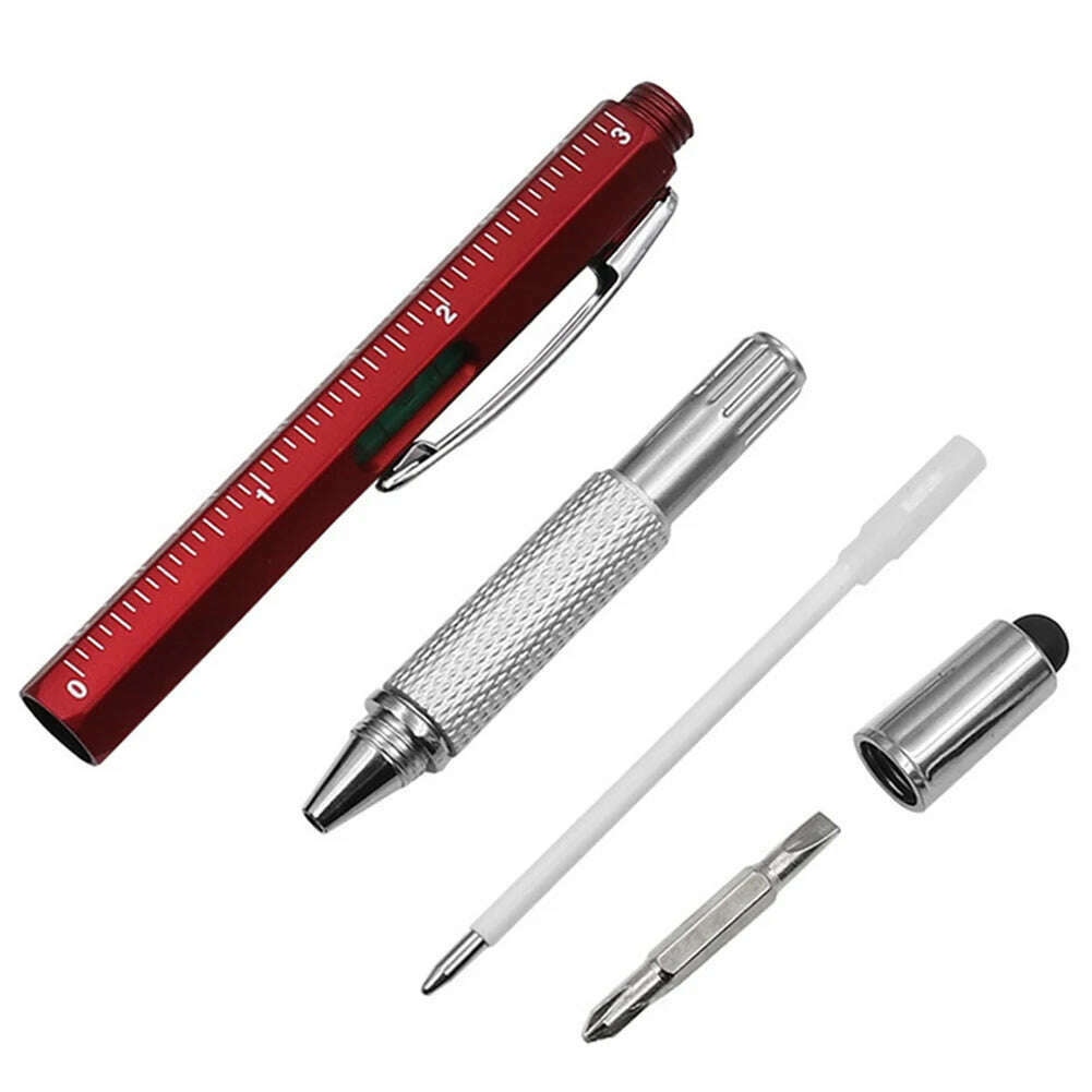 KIMLUD, Multifunction Tool Pen Spirit Level Scale Touch Screen 6 In 1 Metal Ballpoint Pen Metal For Construction Engineer Carpenters, KIMLUD Womens Clothes