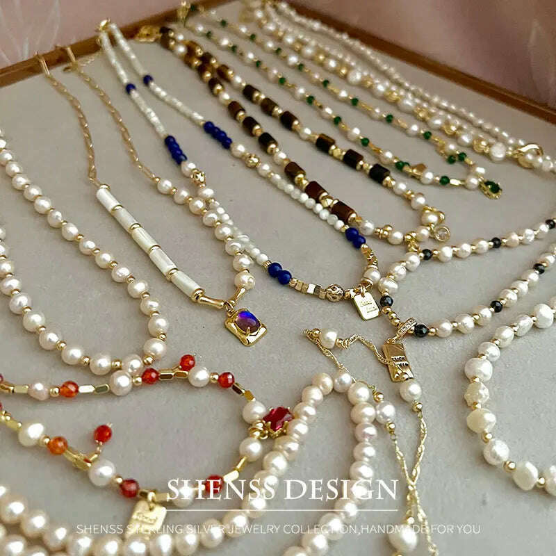 KIMLUD, Multiple Elegant Natural Freshwater Pearl Necklaces For Women 40cm Length, KIMLUD Womens Clothes
