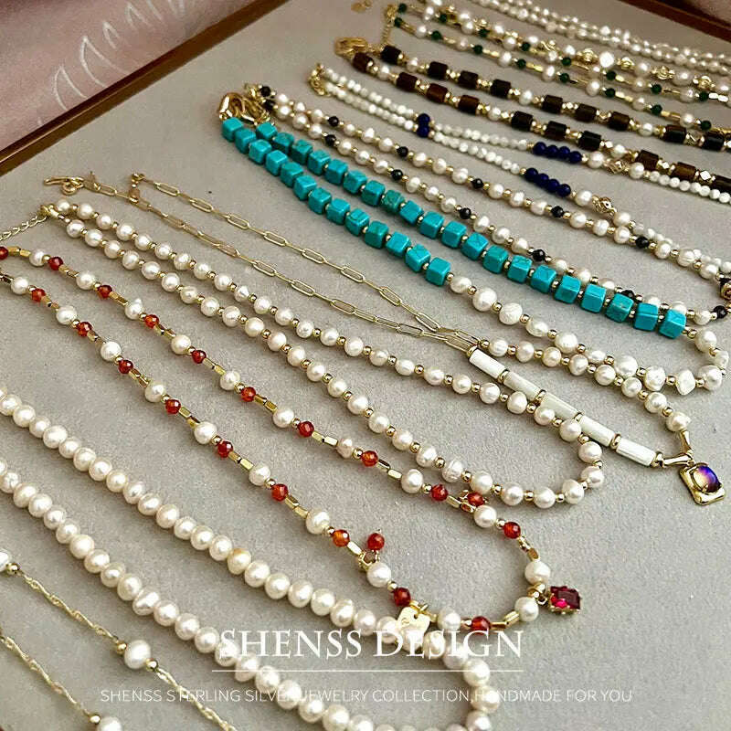 KIMLUD, Multiple Elegant Natural Freshwater Pearl Necklaces For Women 40cm Length, KIMLUD Womens Clothes