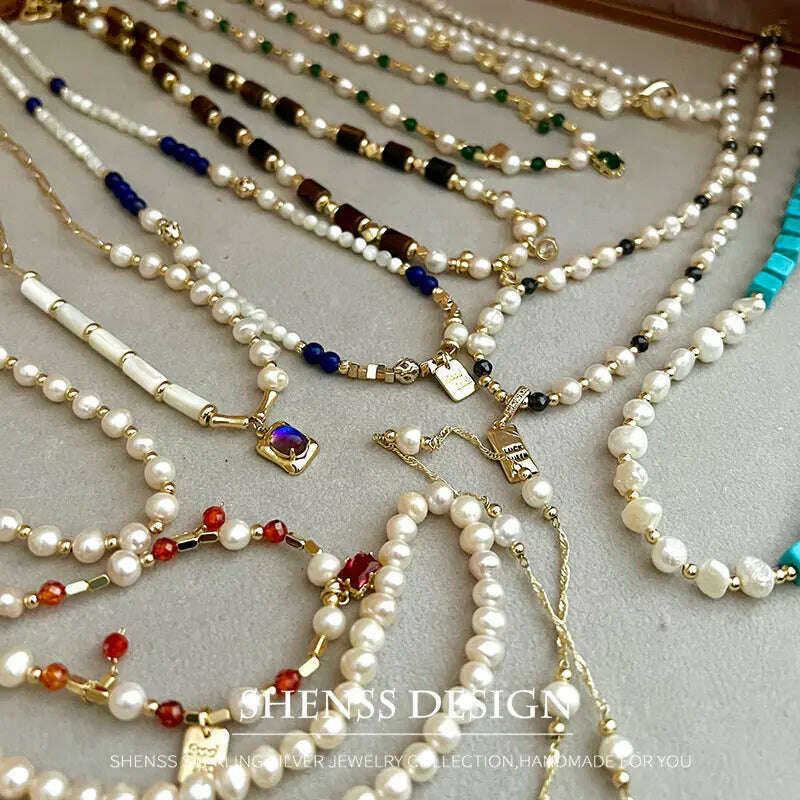KIMLUD, Multiple Elegant Natural Freshwater Pearl Necklaces For Women 40cm Length, KIMLUD Womens Clothes
