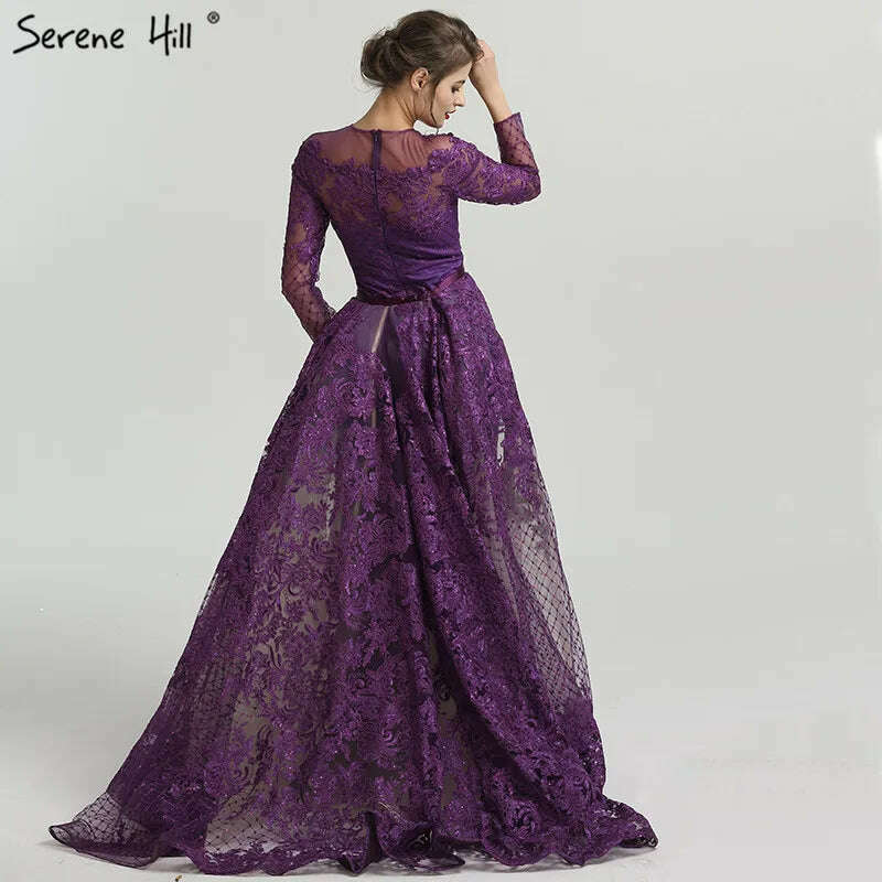 KIMLUD, Muslim Long Sleeve Turkish Arabic Lace Mermaid Formal Evening Prom Party Gown Dress Robe De Soiree Kaftan Dubai Gowns BLA6548, KIMLUD Womens Clothes