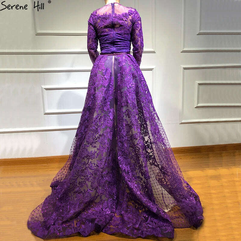 KIMLUD, Muslim Long Sleeve Turkish Arabic Lace Mermaid Formal Evening Prom Party Gown Dress Robe De Soiree Kaftan Dubai Gowns BLA6548, KIMLUD Womens Clothes