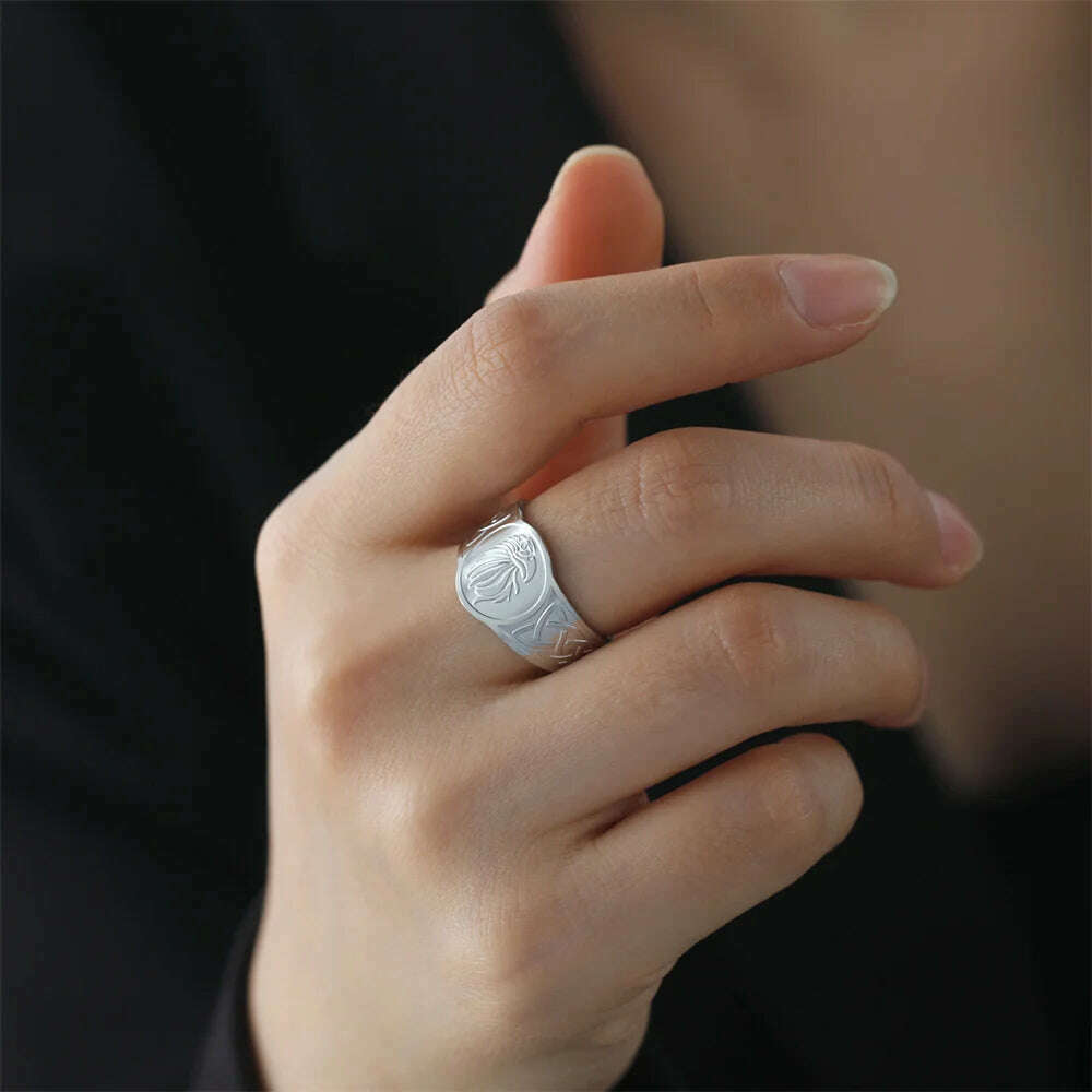 My Shape Lion Rings for Men Punk Celtics Knot Animals Resizable Stainless Steel Finger Ring Nordic Vintage Jewelry Amulet Gifts - KIMLUD