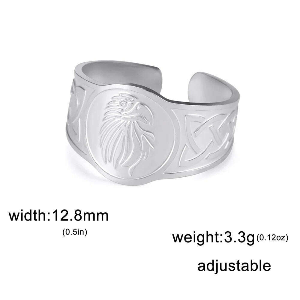 My Shape Lion Rings for Men Punk Celtics Knot Animals Resizable Stainless Steel Finger Ring Nordic Vintage Jewelry Amulet Gifts - KIMLUD