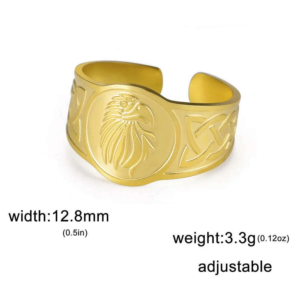 My Shape Lion Rings for Men Punk Celtics Knot Animals Resizable Stainless Steel Finger Ring Nordic Vintage Jewelry Amulet Gifts - KIMLUD