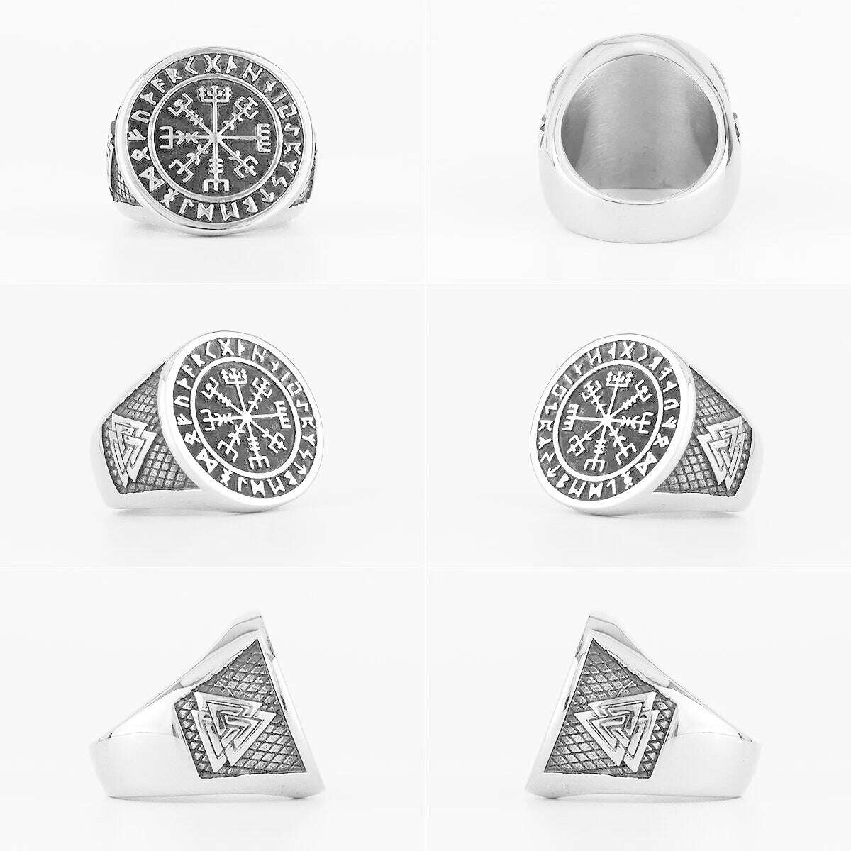 KIMLUD, Myth Odin Triangle Symbol Viking Stainless Steel Mens Rings Vintage Charm for Male Boyfriend Jewelry Creativity Gift Wholesale, KIMLUD Womens Clothes