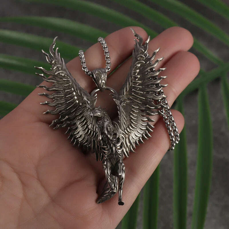 KIMLUD, Mythical Unicorn Pegasus Wings Pendant Horse Constellation Necklace Men and Women Trend Jewelry Couple Gift, KIMLUD Womens Clothes