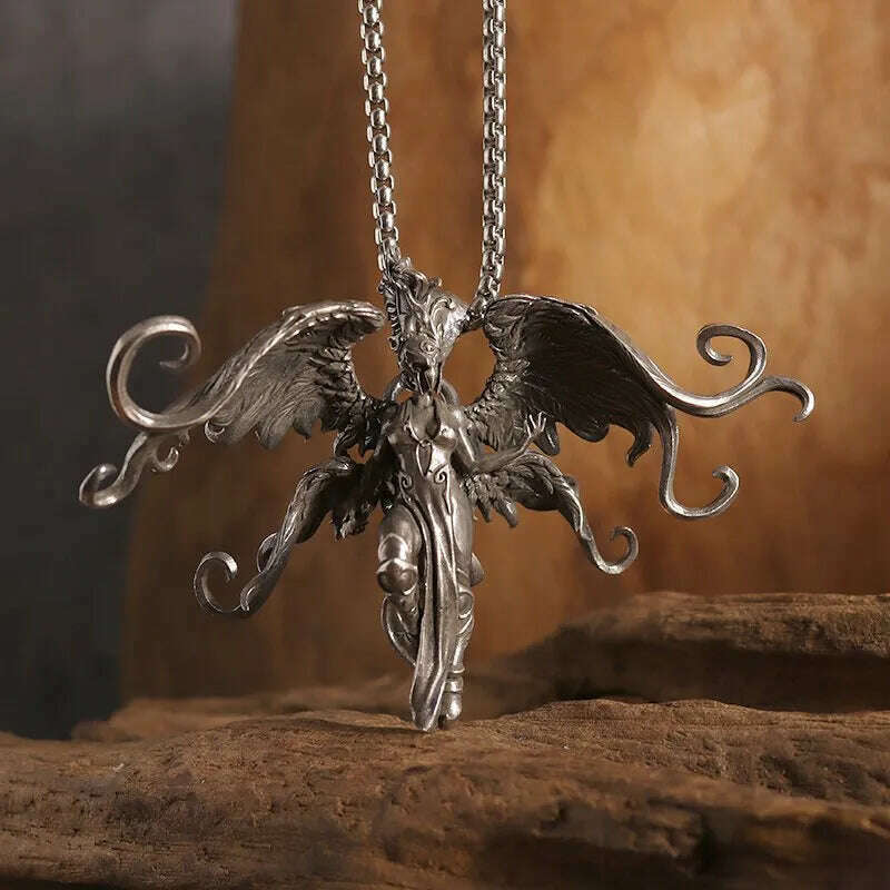 KIMLUD, Mythical Unicorn Pegasus Wings Pendant Horse Constellation Necklace Men and Women Trend Jewelry Couple Gift, AL19717-Silver, KIMLUD APPAREL - Womens Clothes