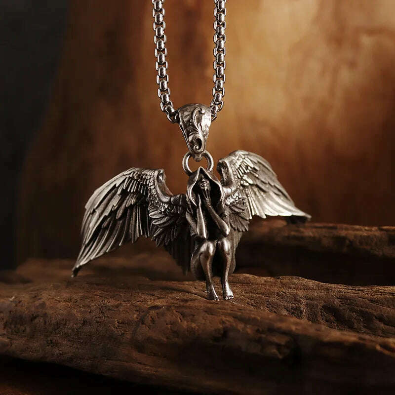 KIMLUD, Mythical Unicorn Pegasus Wings Pendant Horse Constellation Necklace Men and Women Trend Jewelry Couple Gift, AL19640-Silver, KIMLUD APPAREL - Womens Clothes