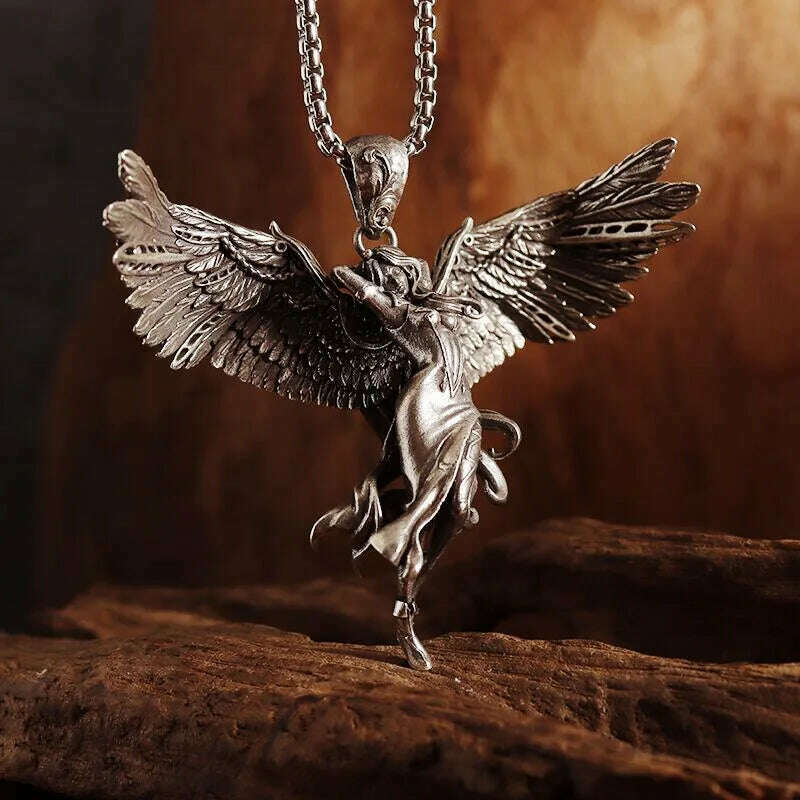 KIMLUD, Mythical Unicorn Pegasus Wings Pendant Horse Constellation Necklace Men and Women Trend Jewelry Couple Gift, AL19578, KIMLUD APPAREL - Womens Clothes