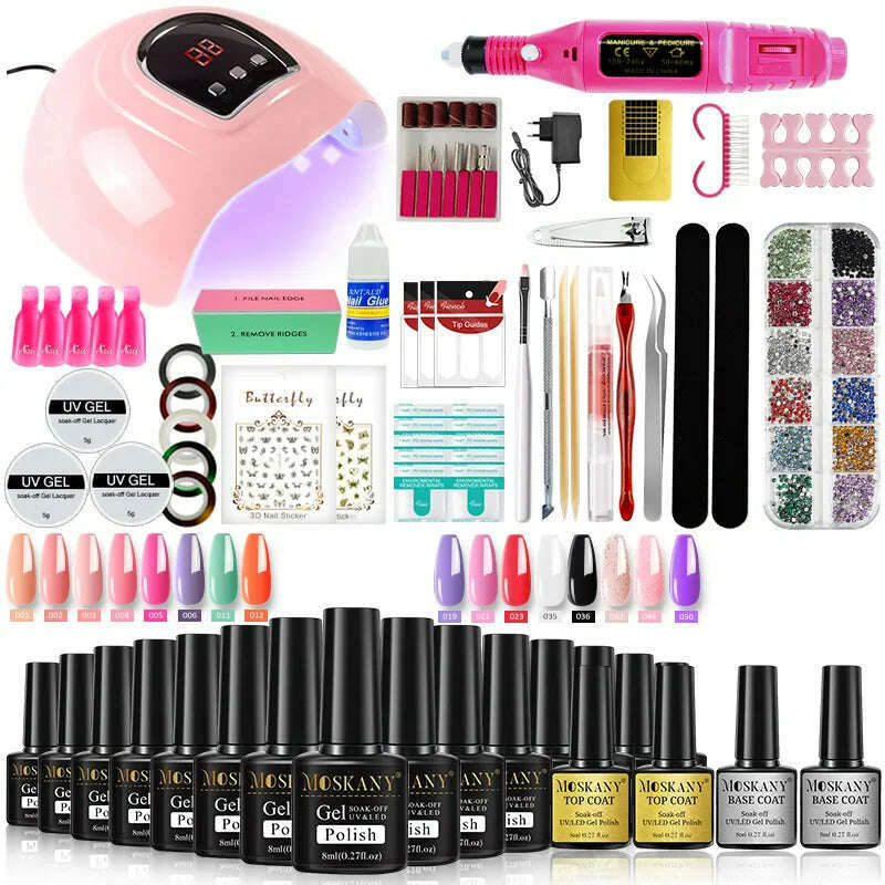 KIMLUD, Nail Polish Set With Extend Poly nail Gel Semi-permanent varnish and UV LED Lamp and Stainless Steel Nails Tool Kits, YH43-2 / CHINA, KIMLUD APPAREL - Womens Clothes