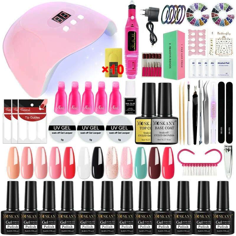 KIMLUD, Nail Polish Set With Extend Poly nail Gel Semi-permanent varnish and UV LED Lamp and Stainless Steel Nails Tool Kits, KIMLUD Womens ClothesKIMLUD, Nail Polish Set With Extend Poly nail Gel Semi-permanent varnish and UV LED Lamp and Stainless Steel Nails Tool Kits, X3 nail set 5 / CHINA, KIMLUD APPAREL - Womens Clothes