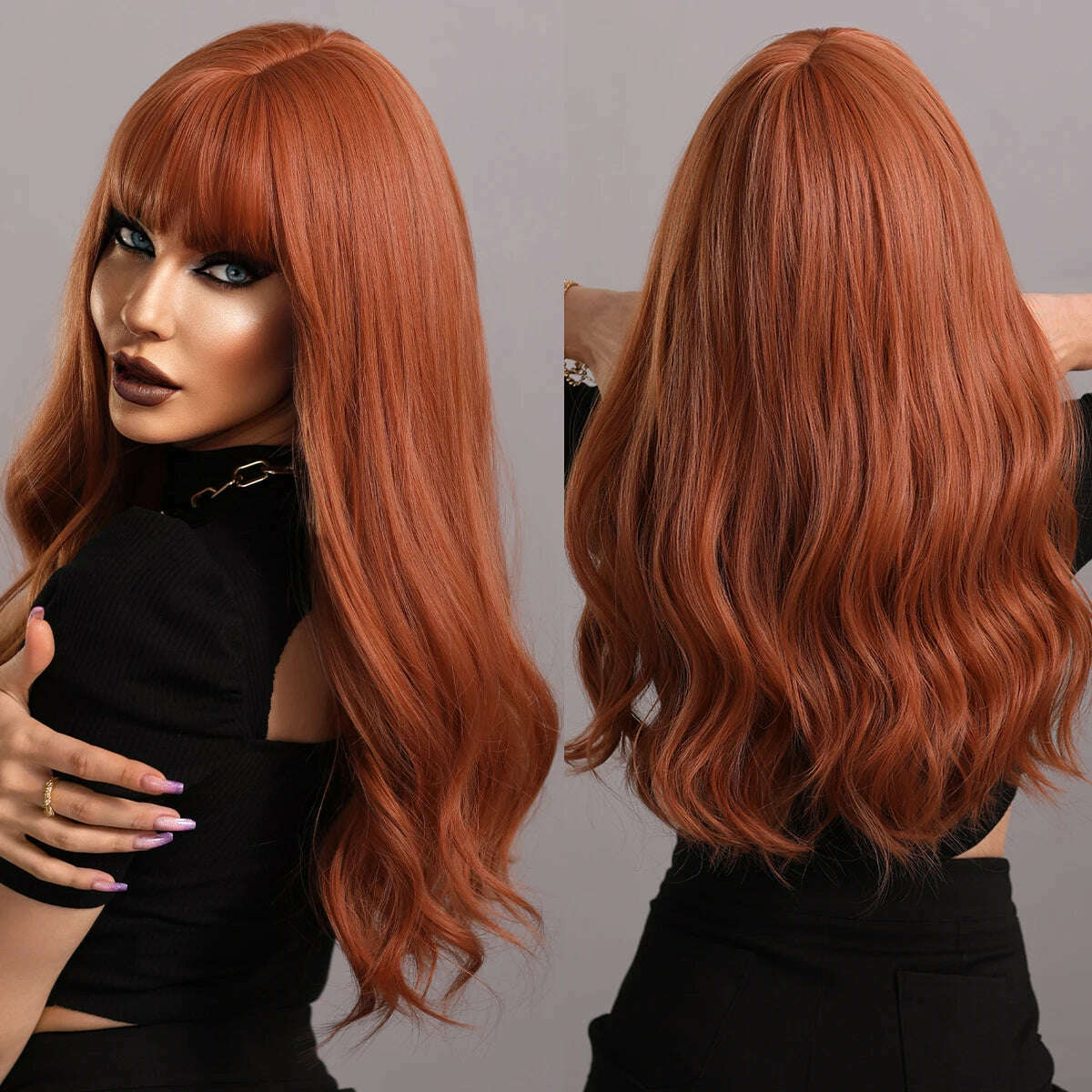 KIMLUD, NAMM Long Wavy Ombre Blonde Wigs for Women Cosplay Daily Party Synthetic Light Orange Hair Wig Lolita Heat Resistant Fiber, MW0351-1 / Follow us - 2USD, KIMLUD Womens Clothes