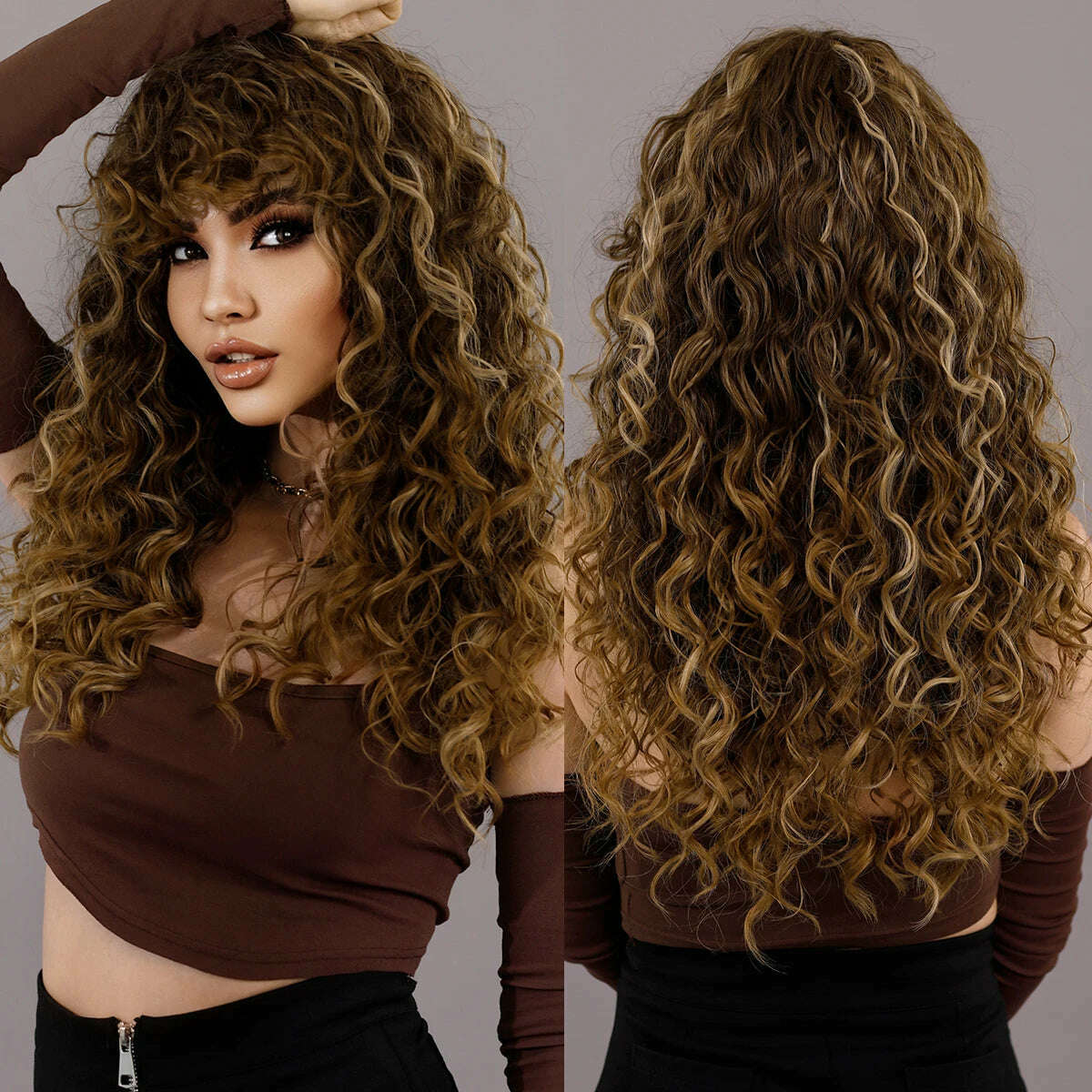 KIMLUD, NAMM Long Wavy Ombre Blonde Wigs for Women Cosplay Daily Party Synthetic Light Orange Hair Wig Lolita Heat Resistant Fiber, MW9054-3 / Follow us - 2USD, KIMLUD Womens Clothes
