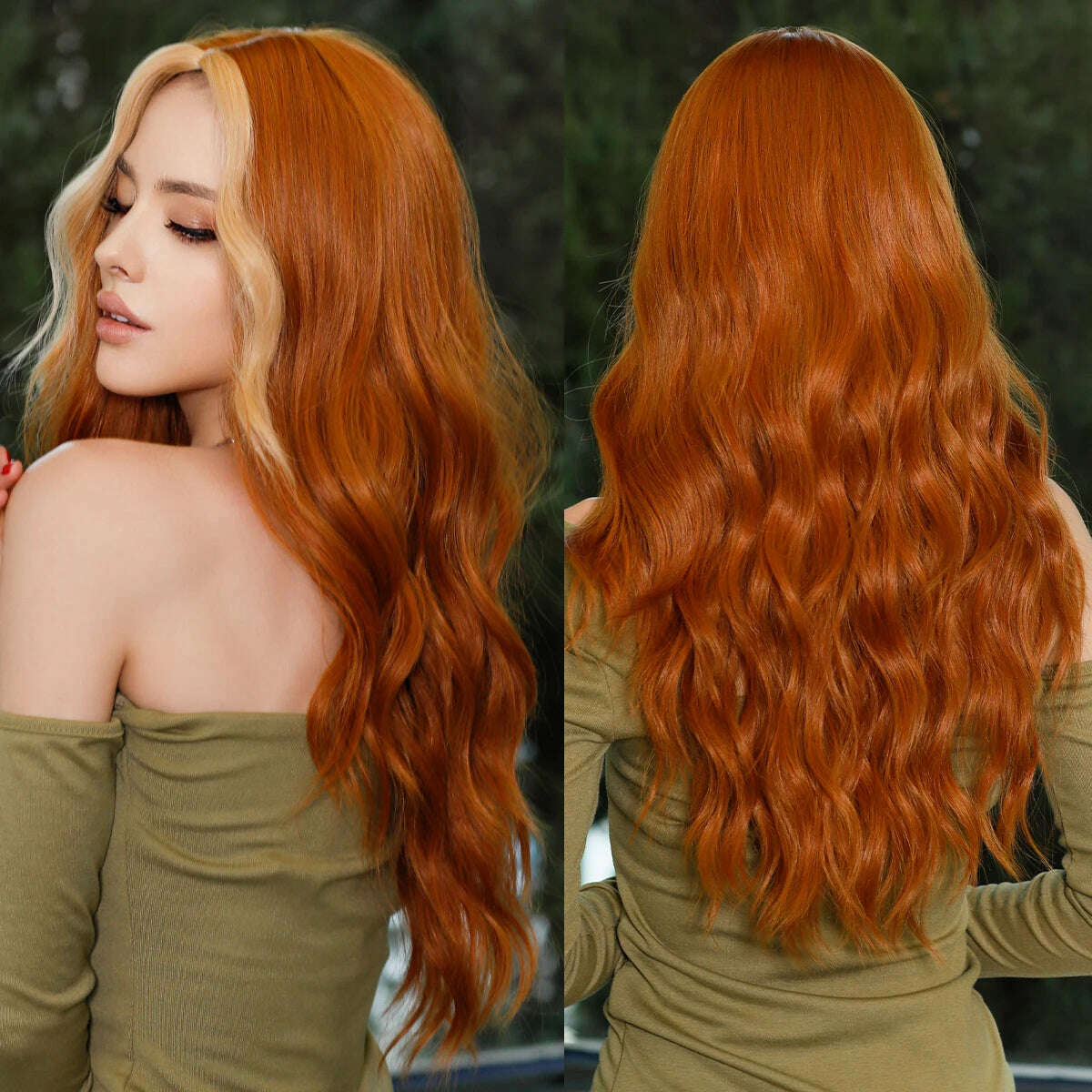 KIMLUD, NAMM Long Wavy Ombre Blonde Wigs for Women Cosplay Daily Party Synthetic Light Orange Hair Wig Lolita Heat Resistant Fiber, MW9068-1 / Follow us - 2USD, KIMLUD Womens Clothes