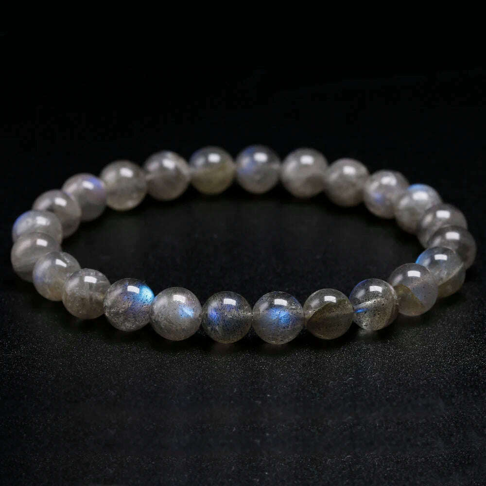 KIMLUD, Natural AAA Grey Labradorite Stone Bracelet Rainbow Light Beads Bracelets Handmade DIY Jewelry for Woman Men Gift, KIMLUD Women's Clothes