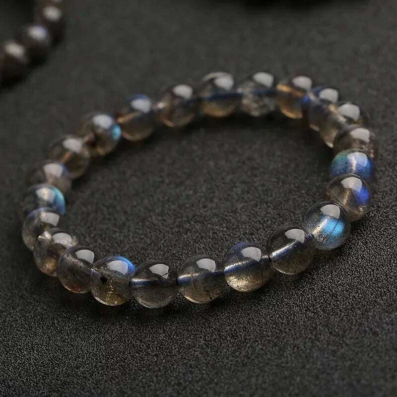 KIMLUD, Natural AAA Grey Labradorite Stone Bracelet Rainbow Light Beads Bracelets Handmade DIY Jewelry for Woman Men Gift, KIMLUD Womens Clothes