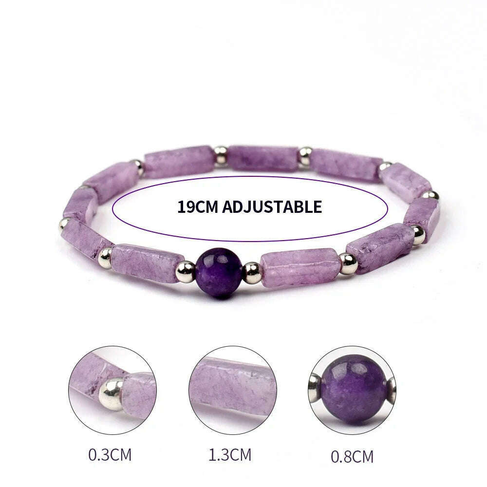 Natural Amethyst Body-purify Slimming Bracelet Stone Energy Yoga Bracelets for Women Weight Loss Bracelet Fatigue Relief Healing - KIMLUD