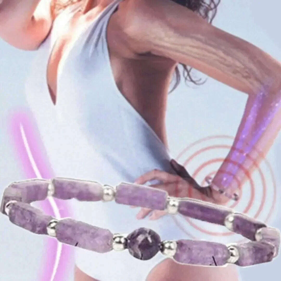Natural Amethyst Body-purify Slimming Bracelet Stone Energy Yoga Bracelets for Women Weight Loss Bracelet Fatigue Relief Healing - KIMLUD