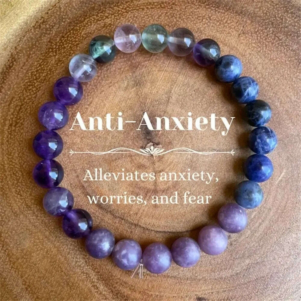 Natural Amethyst Body-purify Slimming Bracelet Stone Energy Yoga Bracelets for Women Weight Loss Bracelet Fatigue Relief Healing - KIMLUD