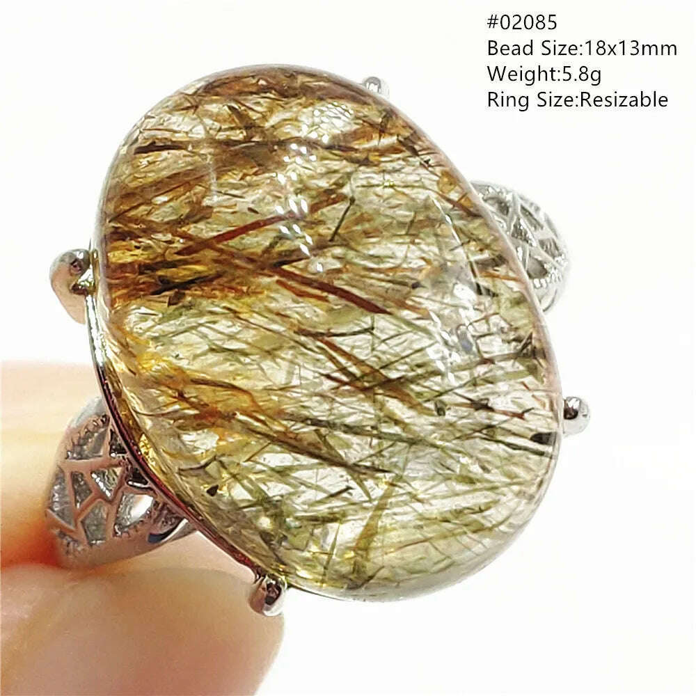 KIMLUD, Natural Black Copper Super Seven Rutilated Quartz Ring 925 Sterling Silver Lucky Jewelry Bead Adjustable Size Woman Men AAAAAA, KIMLUD Womens Clothes