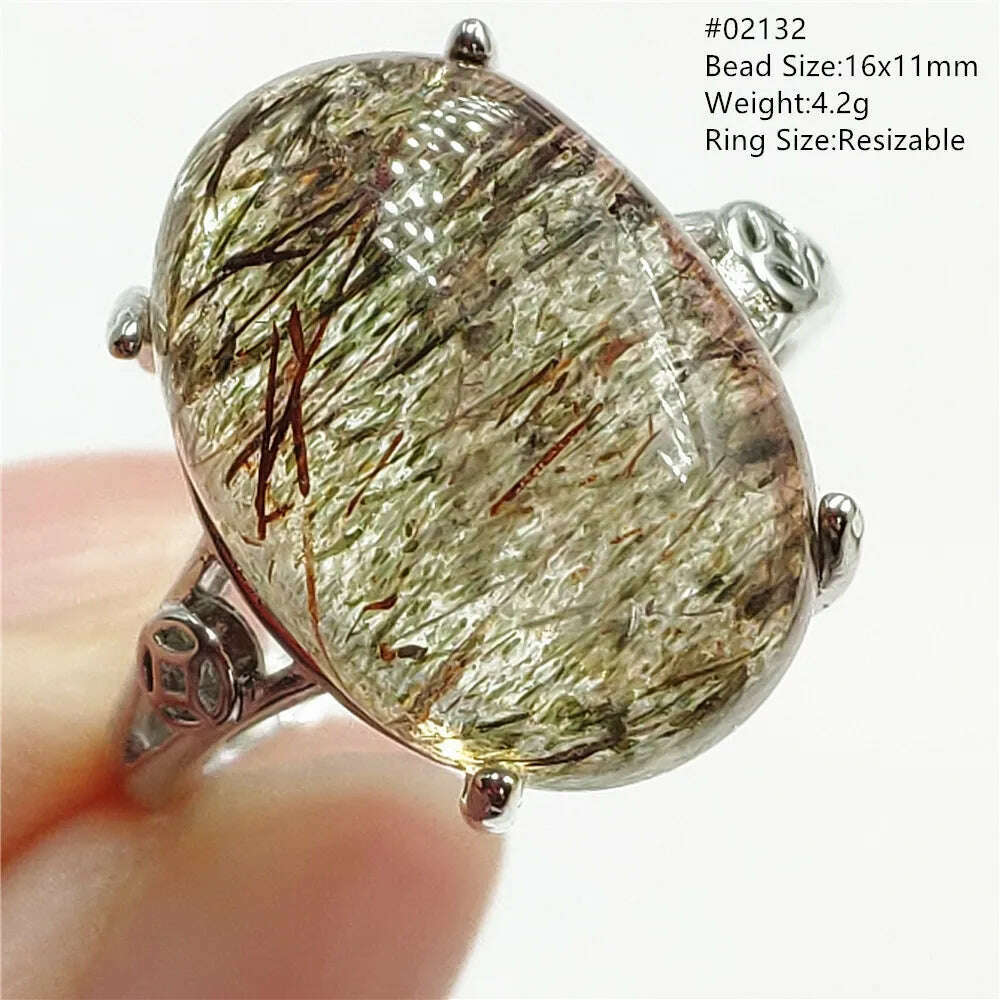 KIMLUD, Natural Black Copper Super Seven Rutilated Quartz Ring 925 Sterling Silver Lucky Jewelry Bead Adjustable Size Woman Men AAAAAA, 02132, KIMLUD Womens Clothes
