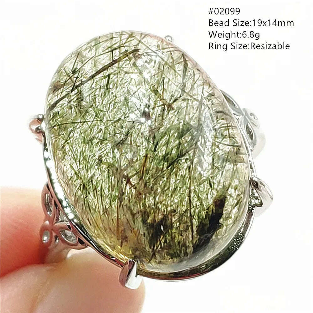 KIMLUD, Natural Black Copper Super Seven Rutilated Quartz Ring 925 Sterling Silver Lucky Jewelry Bead Adjustable Size Woman Men AAAAAA, 02099, KIMLUD Womens Clothes