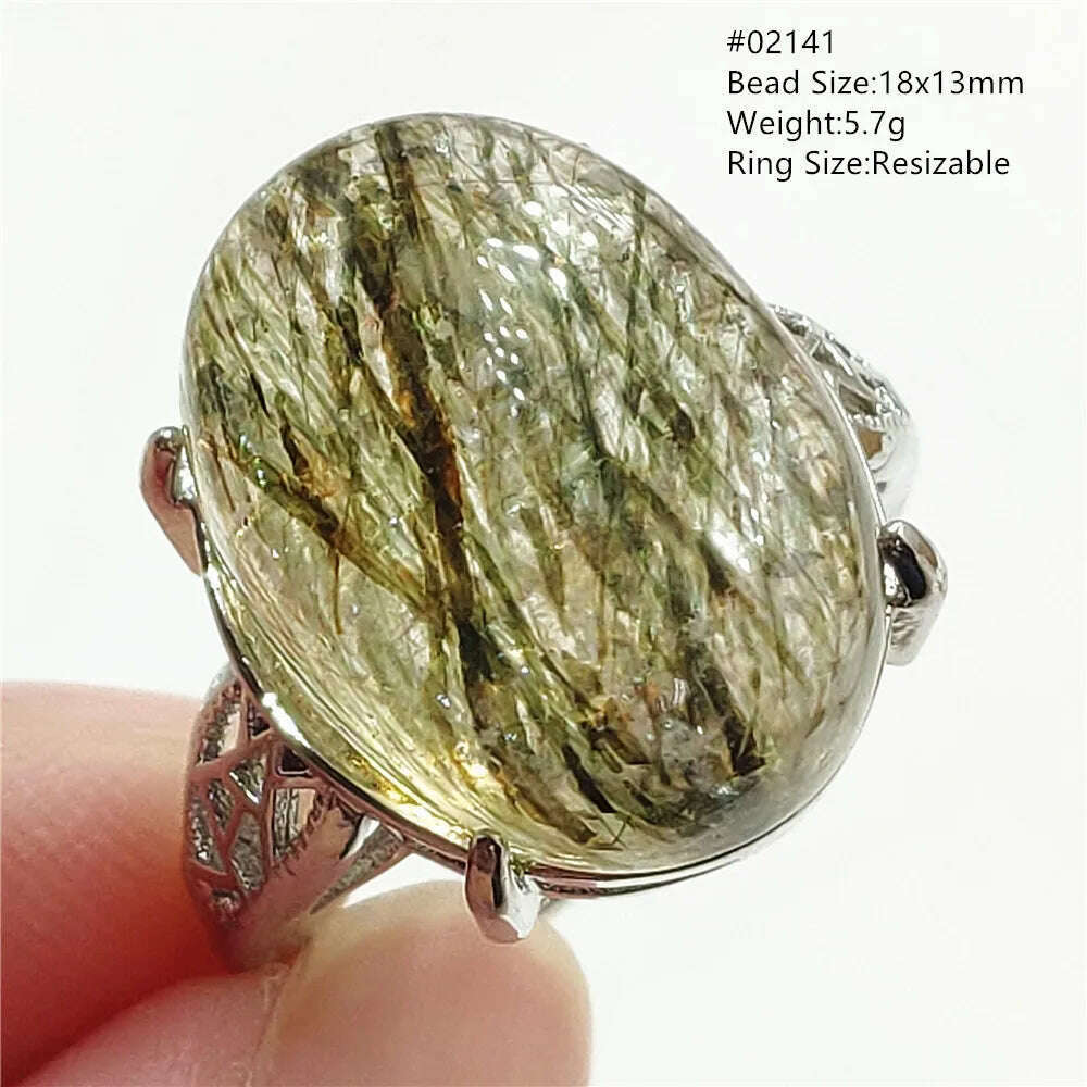 KIMLUD, Natural Black Copper Super Seven Rutilated Quartz Ring 925 Sterling Silver Lucky Jewelry Bead Adjustable Size Woman Men AAAAAA, 02141, KIMLUD Womens Clothes