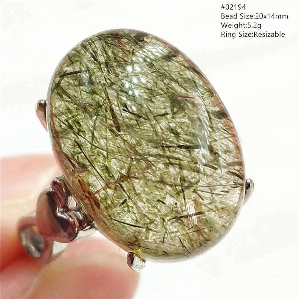 KIMLUD, Natural Black Copper Super Seven Rutilated Quartz Ring 925 Sterling Silver Lucky Jewelry Bead Adjustable Size Woman Men AAAAAA, 02194, KIMLUD Womens Clothes