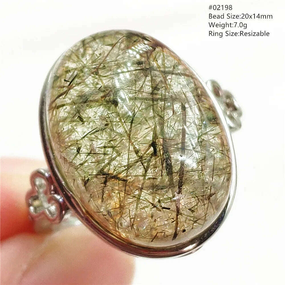 KIMLUD, Natural Black Copper Super Seven Rutilated Quartz Ring 925 Sterling Silver Lucky Jewelry Bead Adjustable Size Woman Men AAAAAA, 02198, KIMLUD Womens Clothes