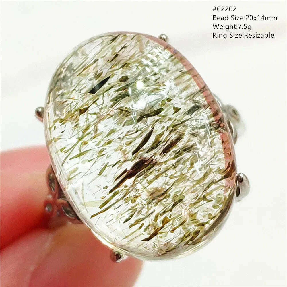 KIMLUD, Natural Black Copper Super Seven Rutilated Quartz Ring 925 Sterling Silver Lucky Jewelry Bead Adjustable Size Woman Men AAAAAA, 02202, KIMLUD Womens Clothes